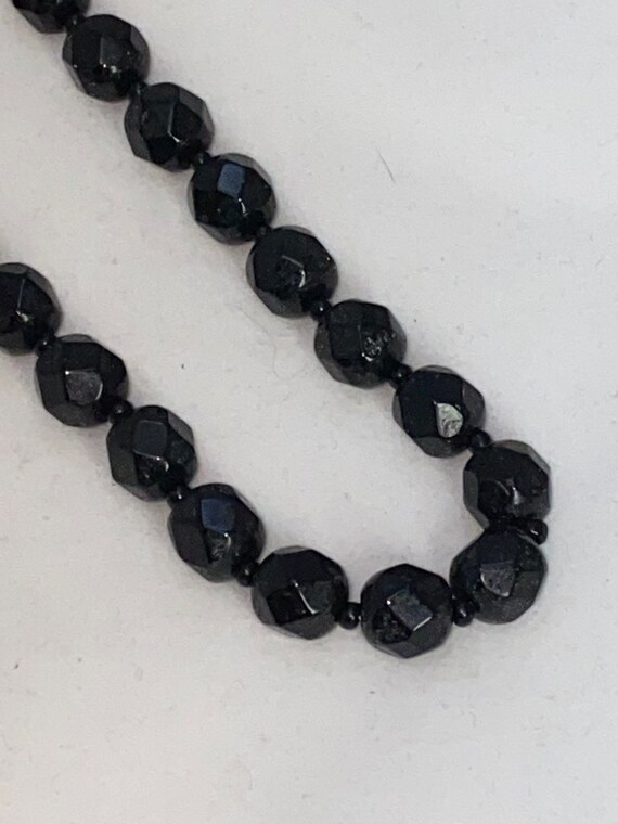 Vintage Black Glass Bead Necklace - image 3