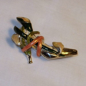 Vintage Kenneth Lane Sterling and Enamel Shoe Brooch - Pin