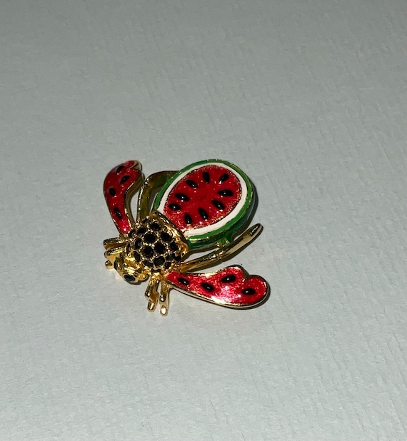Joan Rivers Signed Watermelon Honey Bee Pin or Bro