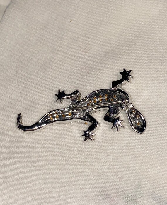 Vintage Rhinestone Lizard Brooch or Pin - image 5