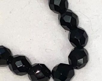 Vintage Black Glass Bead Necklace