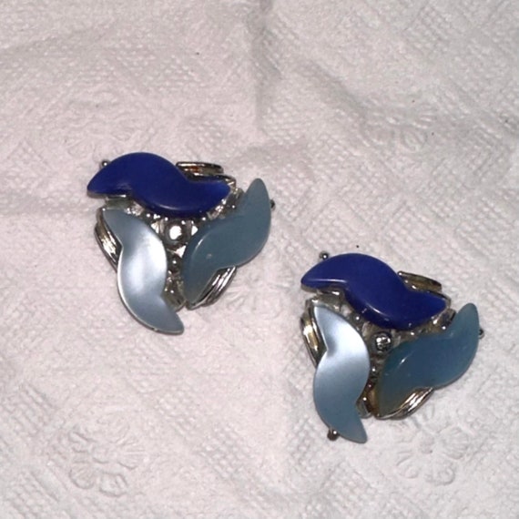 Vintage Light Blue Earrings - Clip Ons - image 5