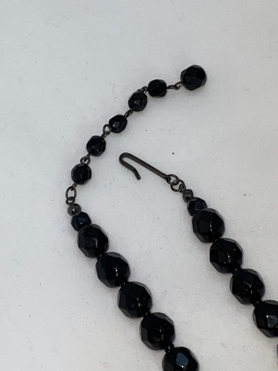 Vintage Black Glass Bead Necklace - image 6