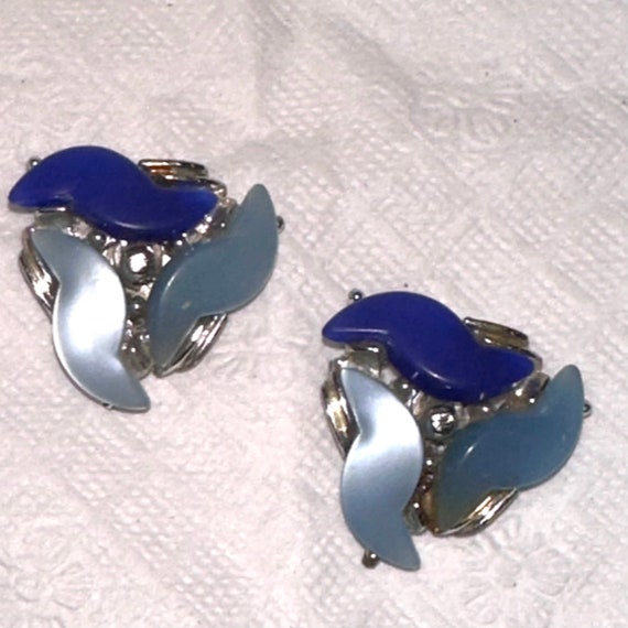 Vintage Light Blue Earrings - Clip Ons - image 2