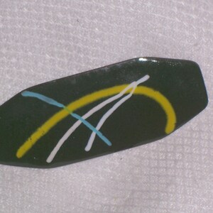 Vintage Green Copper Enamel Brooch or Pin