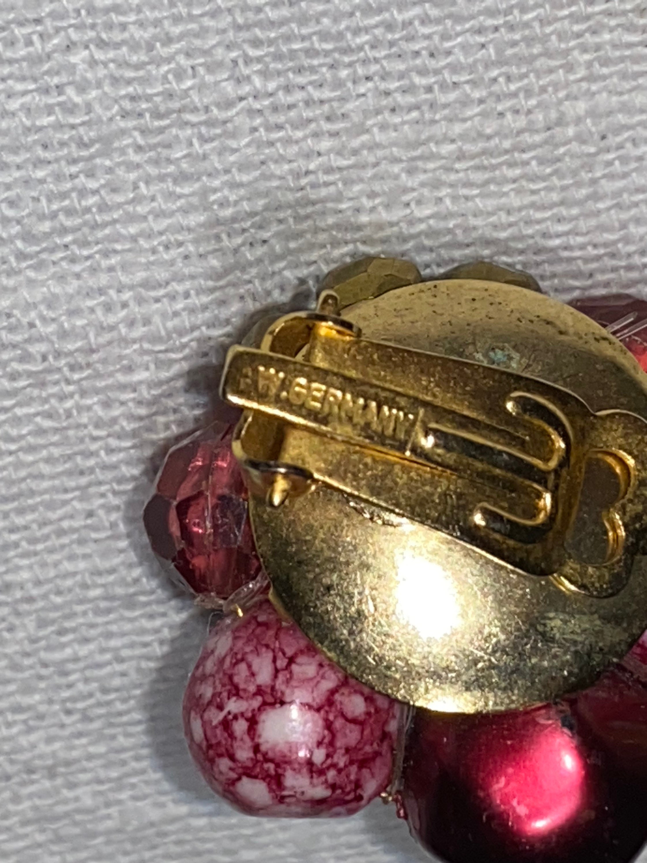 Vintage Burgundy Clip On Earrings Etsy