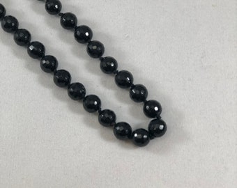 Handmade Black Glass Bead Necklace with Sterling Clasp