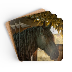 Friesian Horse Coaster Set | Dutch Horse Coasters | Equestrian Gift | Farmhouse Decor | Square Drink Coaster | Horse Lover Gift |