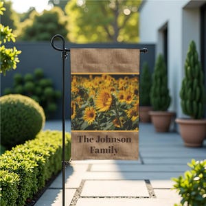 Personalized Sunflower Garden Flag: Family Name Floral Decor
