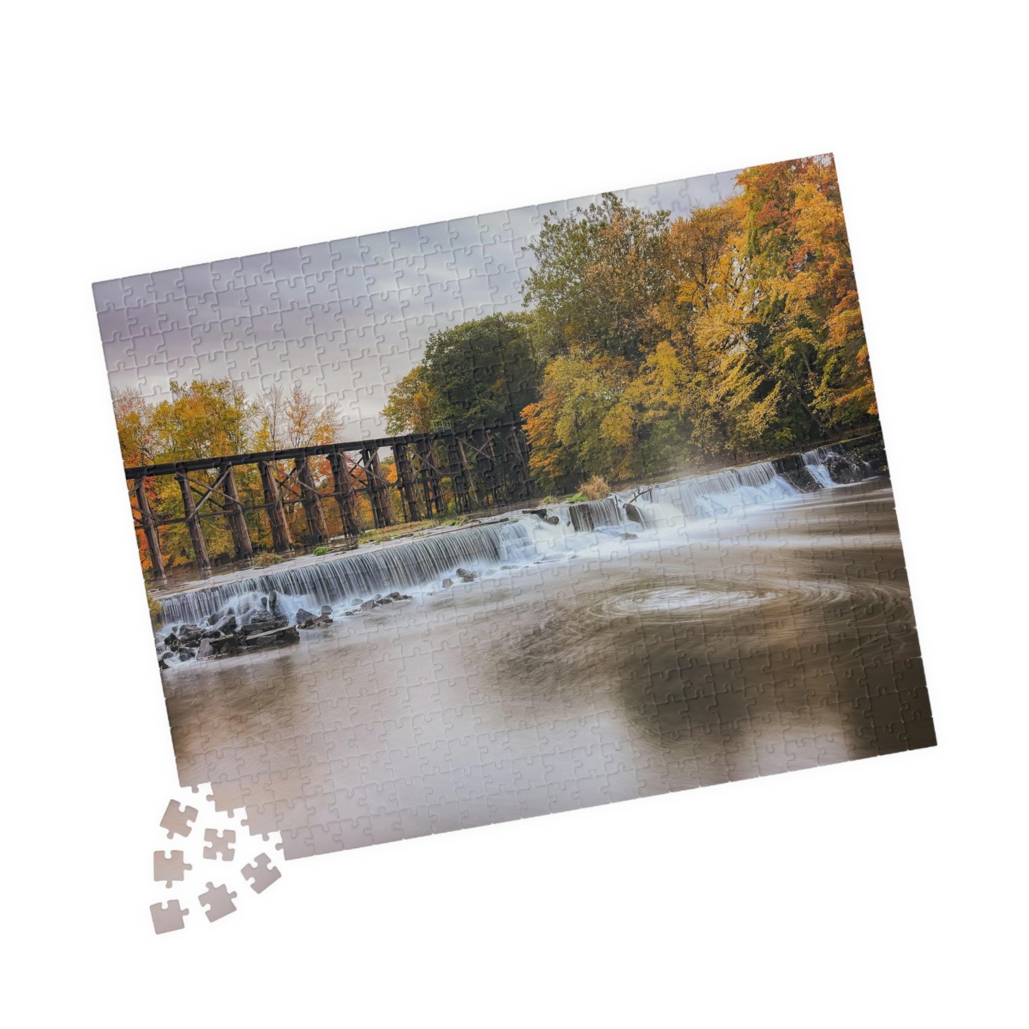秋の滝のジグソーパズル | ミシガン州ラビットリバーダム - Etsy 日本