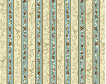 SALE - Family Tree Stripe in Blue by Studio E - 1 Yard