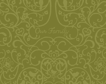 SALE - Family Tree Allover Scroll in Olive by Studio E - 1 Yard