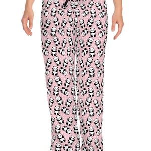 Schattige roze panda damespyjamabroek, schattige nachtkleding, loungebroek, cadeau panda lover, gezellige pyjamabroek