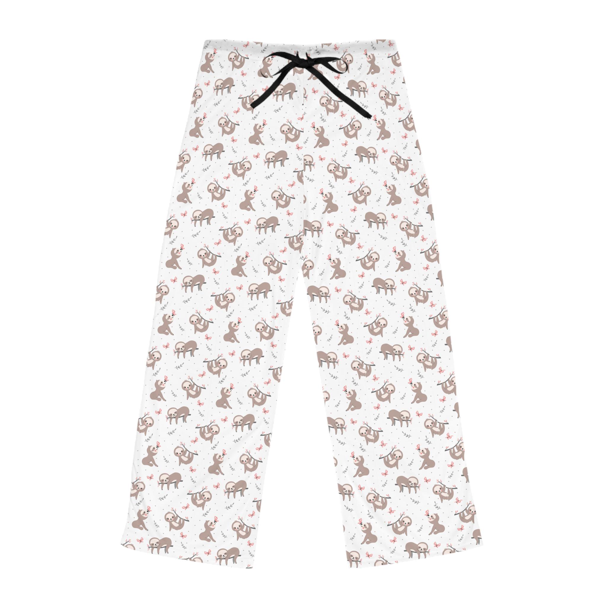 Pyjamahose Damen Mit Faultier-Motiv – Weiche Loungehose Mit Taschen & Kordelzug