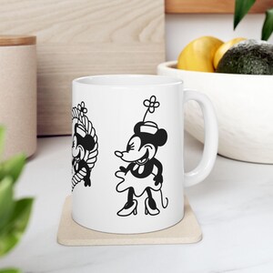 Vintage Cartoon Ceramic Mug, Steamboat Willie Inspired Romance, Teacup, Coffee Mug, Cartoon Character Drinkware, Classic