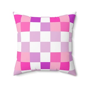 Almohada de patchwork rosa colorida: decoración acogedora para el hogar, regalo lindo, detalle para el dormitorio, accesorio vibrante para la sala de estar, cojín moderno