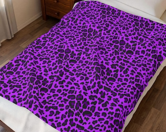 Paarse deken met luipaardprint | Fluweelzachte pluche