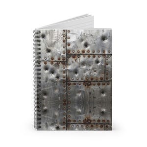 Distressed Riveted Metal Panel Spiral Notebook | Industrial Bullet Journal