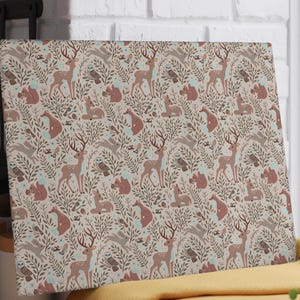 Woodland Animals Glass Cutting Board: Cabin Kitchen Decor