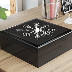 Norse Compass & Raven Jewelry Box: Viking Keepsake Chest