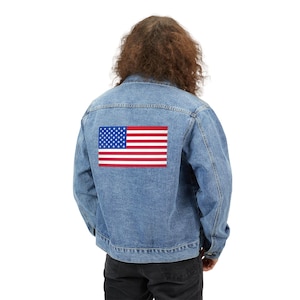 American Flag Denim Jacket | USA Flag Jean Jacket Back Patch