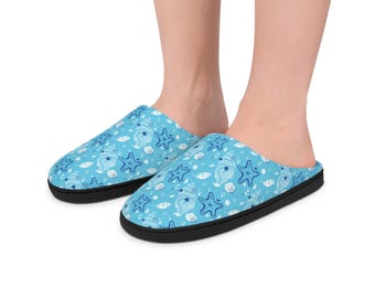 Seaside Slippers: Women&#39;s Nautical Flannel Fleece Indoor Footwear