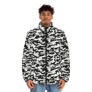 Camouflage Men&#39;s Jacket, Military Style Winter Coat, Army Print Outerwear, Hunting Clothing, Urban Camo Apparel