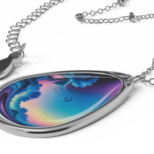 Vibrant Teardrop Oval Necklace: Boho Style Pendant, Elegant Jewelry Gift