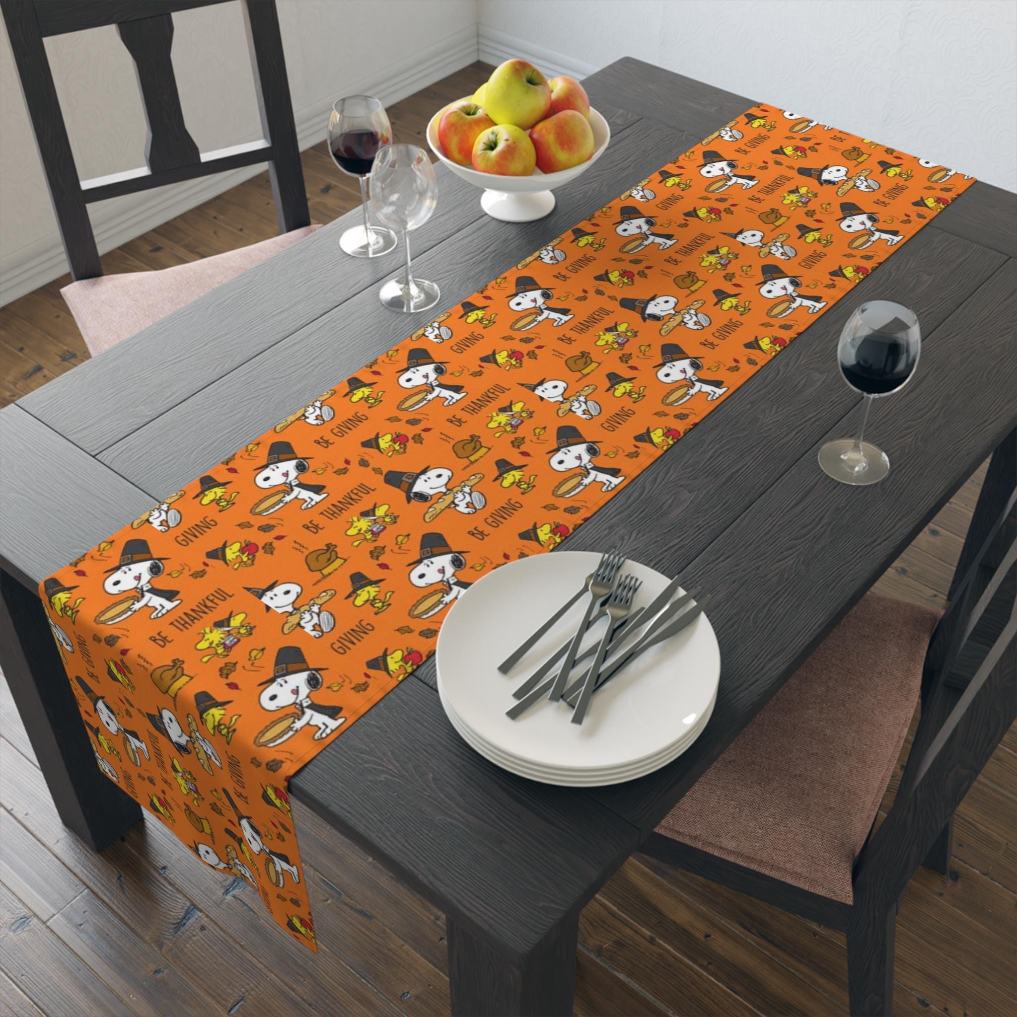 Discover Snoopy Charlie Brown Woodstock Table Runner, Holiday Christmas Thanksgiving Gift