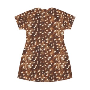 Spotted Fawn Fur Pattern T-Shirt Dress | All-Over Print image 4