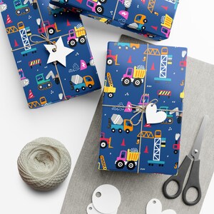 Carta da regalo a tema costruzione per bambini, fogli da regalo vivaci, articoli per feste di compleanno, confezioni per giocattoli, baby shower