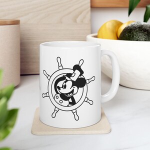 Cartoon Ceramic Mug, Steamboat Willie Inspired, Teacup, Coffee Mug, Cartoon Character Drinkware, Classic