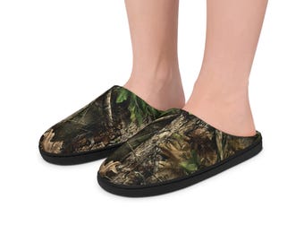 Pantuflas de interior con estampado de camuflaje realista / Pantuflas sin cordones con estampado de camuflaje