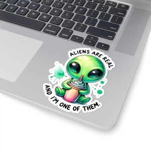 Aliens are Real Stickers, Extraterrestrial Decals, Outer Space Planner Accessories, UFO Vinyl Stickers, Alien Lover Notebook Decor,