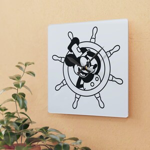 Reloj de pared acrílico, ratón clásico, dibujos animados vintage: decoración única para el hogar, reloj de estilo retro, arte de pared para habitación infantil, decoración de habitación infantil, cocina