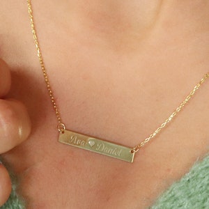 Collar de barra minimalista de plata personalizado con nombre • Collar con nombre escrito a mano, collar de barra minimalista, collar de barra personalizado, collar horizontal