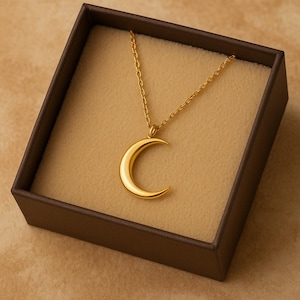 Dainty Moon Necklace, Gold Moon with Opal Stone Pendant Necklace, Moon Necklace, Birthday Gift, Celestial Necklace