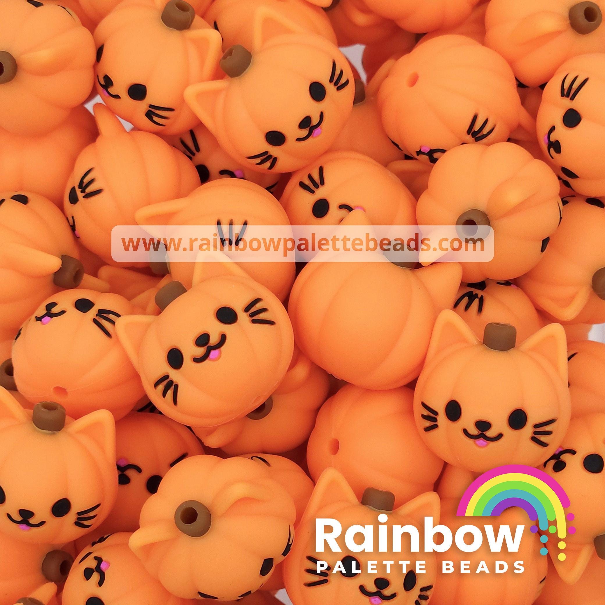 3D Kitty-Cat Pumpkin Exclusive Silicone Focal Beads
