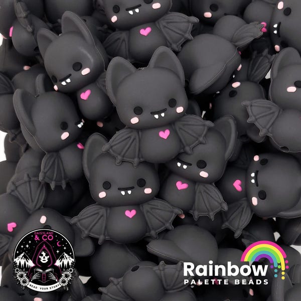 Cuentas focales de silicona exclusivas con forma de murciélago adorable en 3D