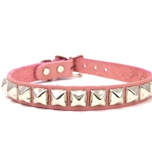 Genuine 100% Italian Leather Studded Fashion  3/4&quot; Wide Choker Collar Buckle & D Ring – Handmade in USA