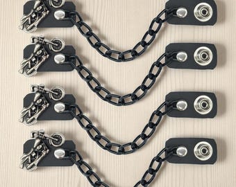 Juego de 4 extensores de chaleco de cuero: accesorio para chaqueta de motociclista, hecho a mano en EE. UU.