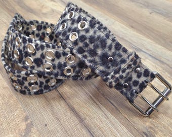 Brown Leopard Cheetah Grommet Eyelet Belt Punk Goth Rock Style