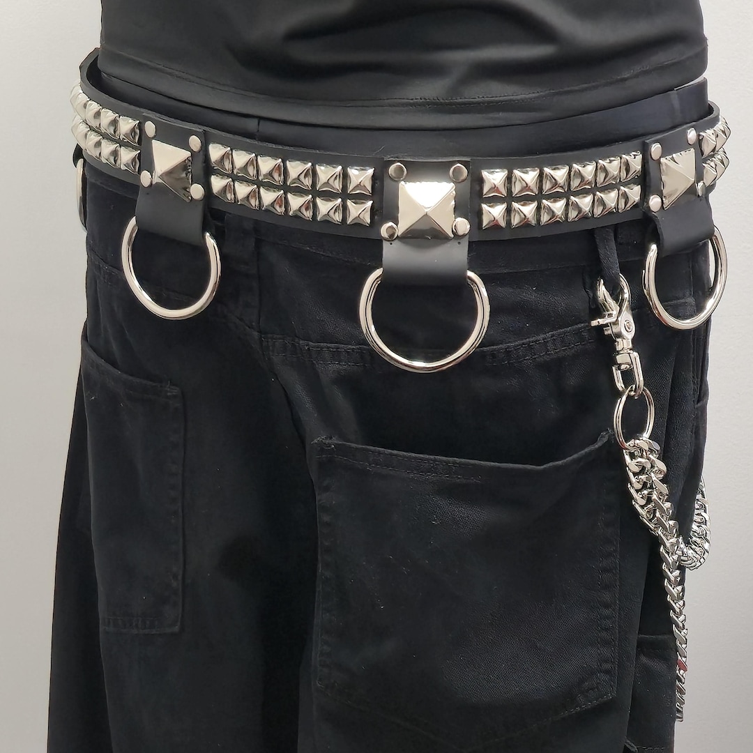 小物 ORDER archive grunge belt goth punk Studded D Ring Leather Belt: Punk Goth Style, Interchangeable