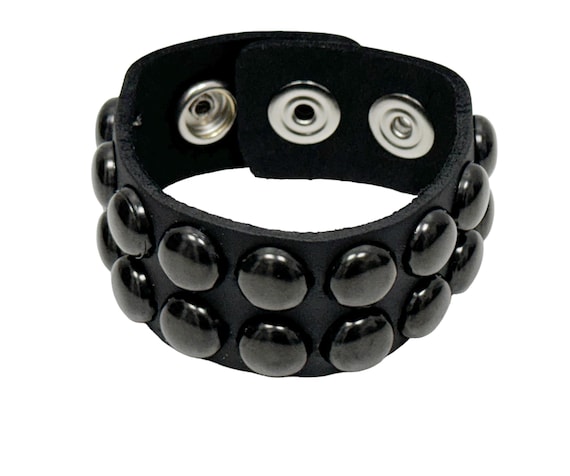 BRACCIALE CON BORCHIE CONO 3 FILE PUNK ROCK METAL - Foto 11