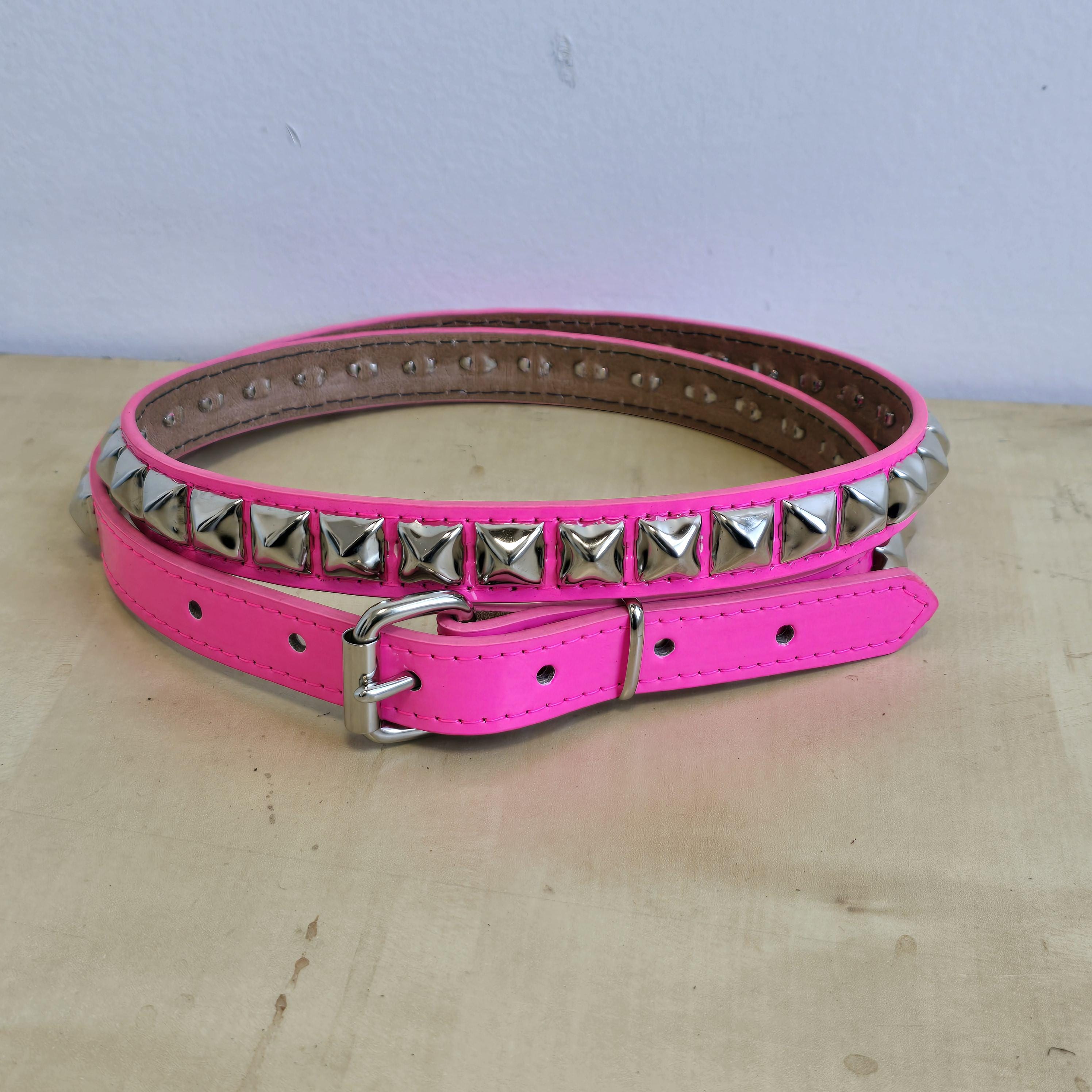Hot Pink Pyramid Studded Belt: Vegan Leather Punk Goth Style - Etsy