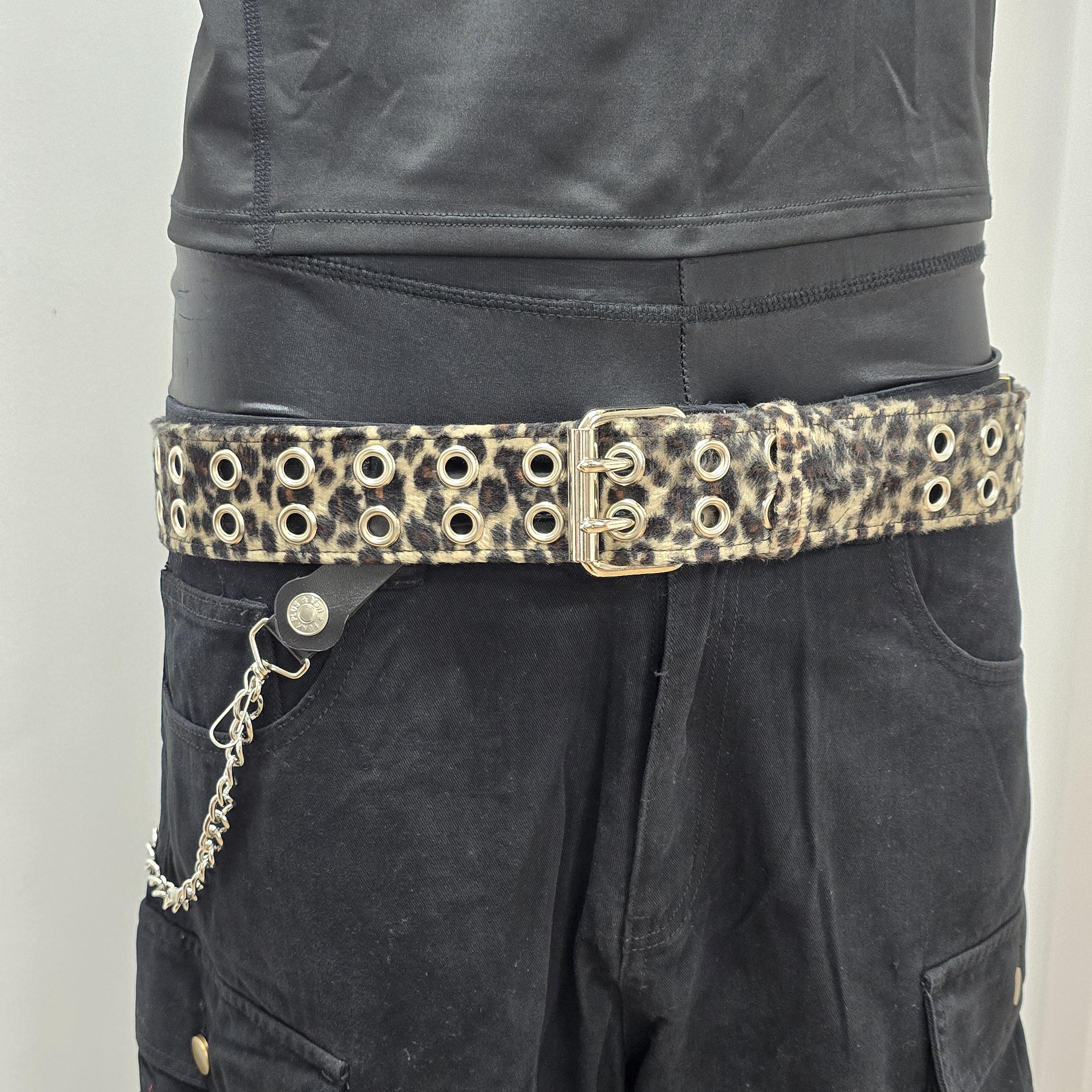 Brown Leopard Cheetah Grommet Eyelet Belt Punk Goth Rock Style