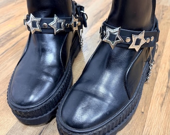 Star Concho lederen bootstrap laarsharnas ring kettingriem schoenriem punk gothic alternatief