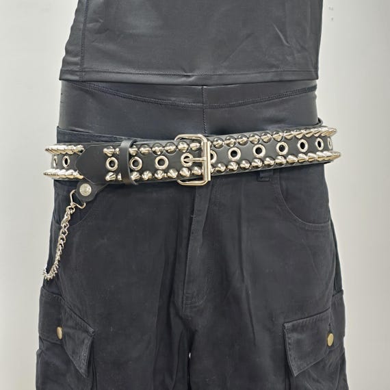 Conehead Studded Leather Belt: UK77 Punk Rock Grommet Belt