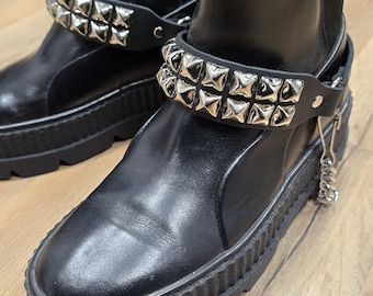 Studded Leather Boot Straps: Punk Goth Boot Harness