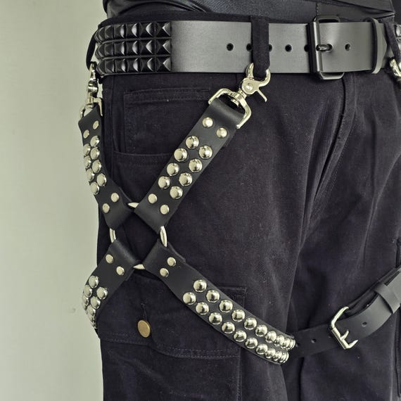 UK Dome Studded Thigh Harness: Punk Goth Rock Genuine or Vegan
